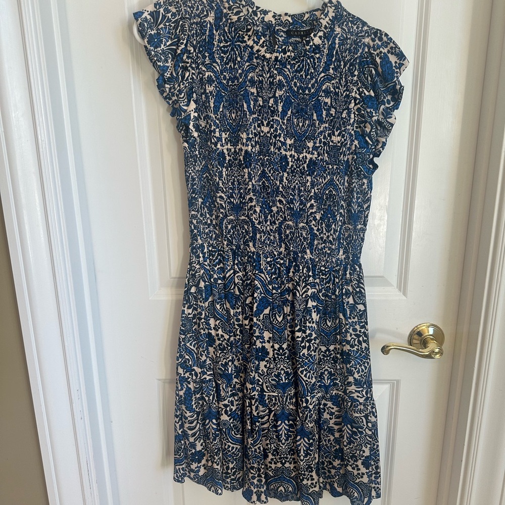 Blue Flutter Sleeve Mini Sundress